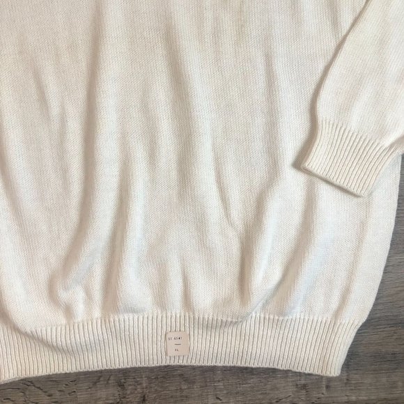 VTG DEADSTOCK Rare Velva Sheen Ivory Cream Snickers Racing V-Neck Sweater Sz XL - Picture 5 of 16
